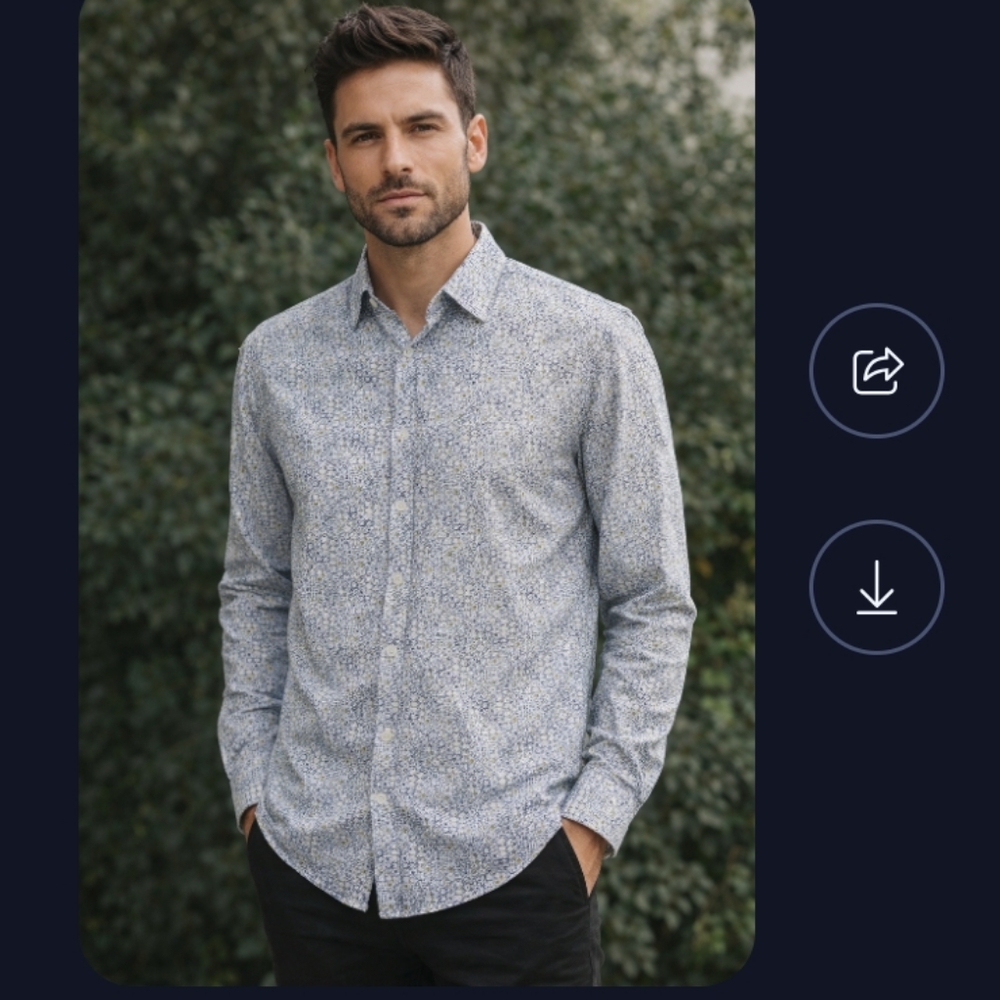 Ted Lapidus Men's Shirt Size 4 41/42 Sublimity Pattern Long Sleeve